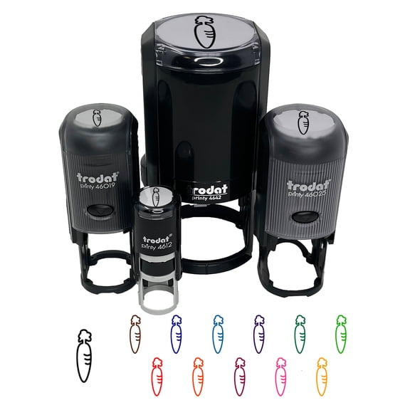 Cute Carrot Outline Self-Inking Rubber Stamp Ink Stamper - Sky Blue Ink - Mini 1/2 Inch