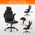 thumbnail image 4 of GASEE Leather Office Chair, Big and Tall Office Chair 400LBS Wide Seat Ergonomic Computer Desk Chair High Back Executive Leather Chair Adjustable Task Chair Lumbar Back with 1-Year Warranty, Black, 4 of 12