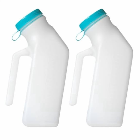 Urinals for Men 1000ml with Glow in The Dark Spill Proof Pop Cap Lid,Plastic Pee Bottles for Men,Male Urinals,Pee Container Men,Portable Urinal for Car,Elderly & Incontinence (2 Pack)