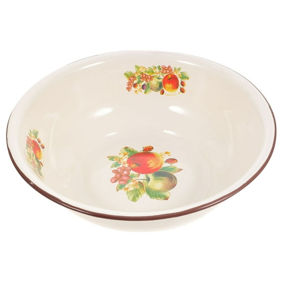 TOYMYTOY enamelware bowl Enameled Basin Beige Kitchen Supplies Retro 1Set 11in