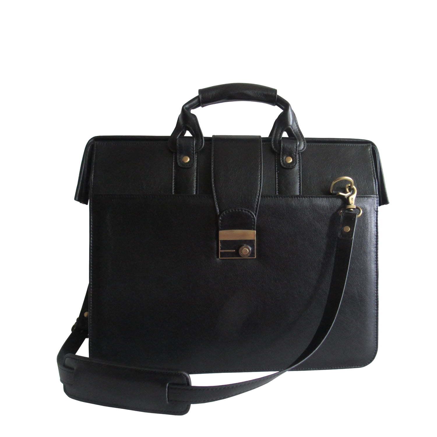 AmeriLeatherLeather Doctor's Carriage Bag - Top Grain Leather Briefcase for Men & Women-Color:Black