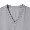 thumbnail image 5 of ZCFZJW Mens Fashion Cotton Linen Tops Casual Frayed Rage Summer Short Sleeve V Neck Basic Solid Color Athletic T-Shirts Loose Regular Fit Street Tees Tops Gray S, 5 of 6