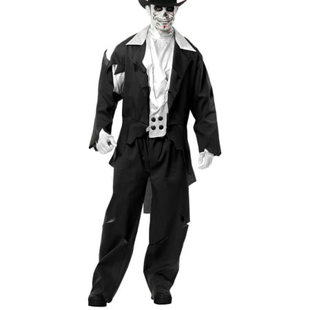 Prom Zombie Guy Costume - Adult Men's Black Zombie Prom Ghost Groom Costume
