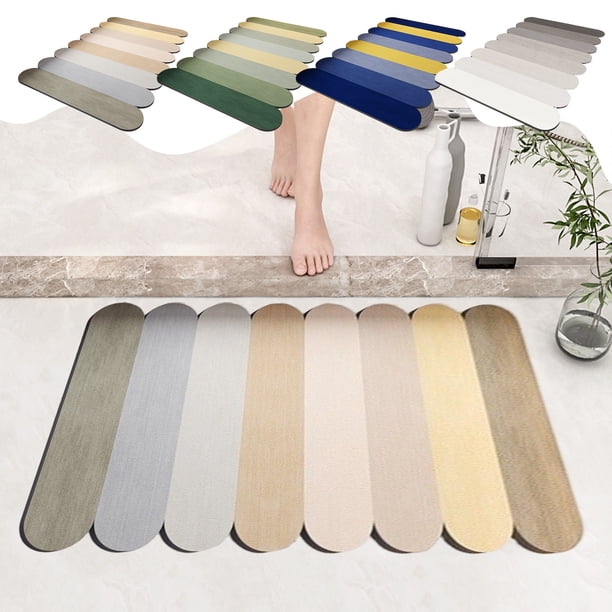 Alfombra de baño súper absorbente con respaldo de goma antideslizante - Tapete de baño lavable y de secado rápido para ducha y bañera - 16x24 pulgadas
