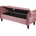 thumbnail image 4 of 63.38‘’ Velvet Storage Ottoman Bench, End of Bed Storage Bench with Wood Legs and Pillow, Storage Stool with 300LBS Capacity for Entryway, Bedroom, 4 of 7