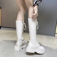 thumbnail image 5 of POROPL Boots for Women,Knee High Boots Lace Up Combat Boots Chunky Platform Side Zipper Boot, 5 of 9