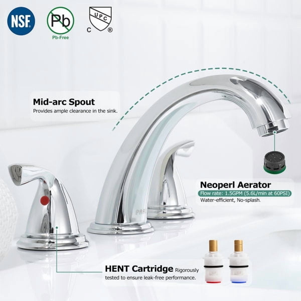 PARLOS 2-Handle Widespread Bathroom Sink Faucet, Chrome