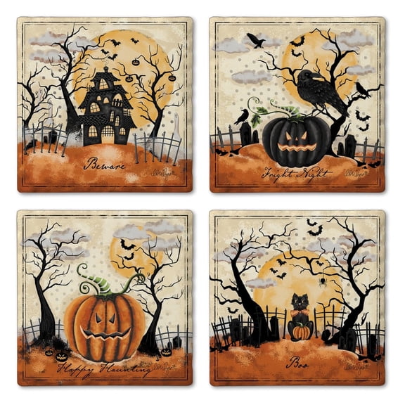Thirstystone Haunted Valley 4-Pack Assorted Tumbled Tile Coasters