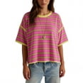 thumbnail image 5 of Byworldtasic Oversized Striped T-Shirts for Women Summer Color Block Short Sleeve Tops Drop Shoulder Boxy Tees, 5 of 8
