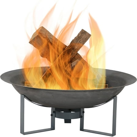 VibrantEcho 24-Inch Cast Iron Modern Fire Pit Bowl with Stand - Lightweight and Portable Design