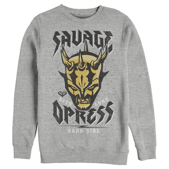 Men's Star Wars: The Clone Wars Savage Opress Dark Side Portrait Sweatshirt Athletic Heather 2X Large