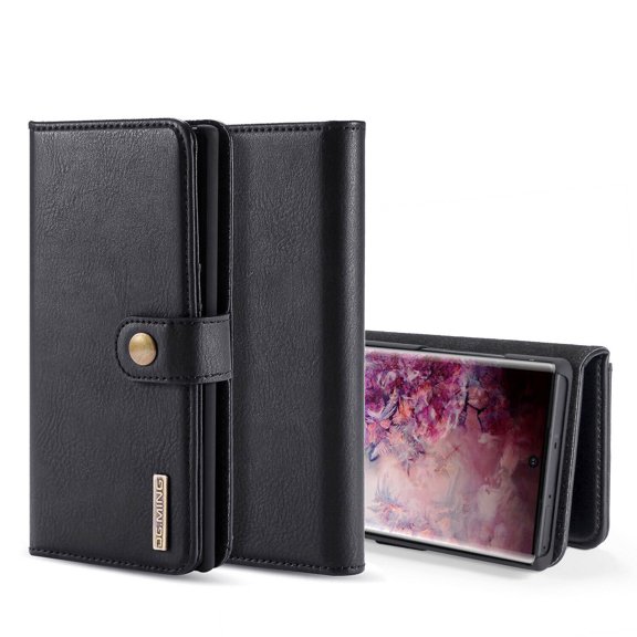 GoldCherry Glaxy Note 10 Plus Case,Premium Leather Wallet Case Business Credit Card Holder,Ultra-Strong Magnetic&Slim Folio Flip Cover for Samsung Glaxy Note 10 Plus 2019(Black)