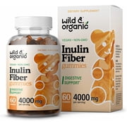 Wild & Organic Inulin Fiber Gummies - Natural Prebiotic Gummies for Digestive Health, 60 Chews