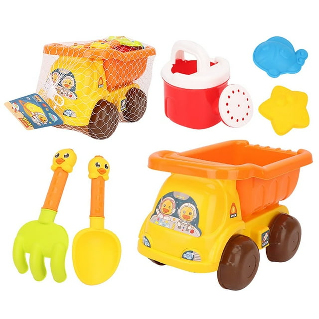 Jeu de Jouets de Sable de Plage avec Sac de Maille Comprend Sable Roue d'Eau Sandbox Véhicule Moules de Sable