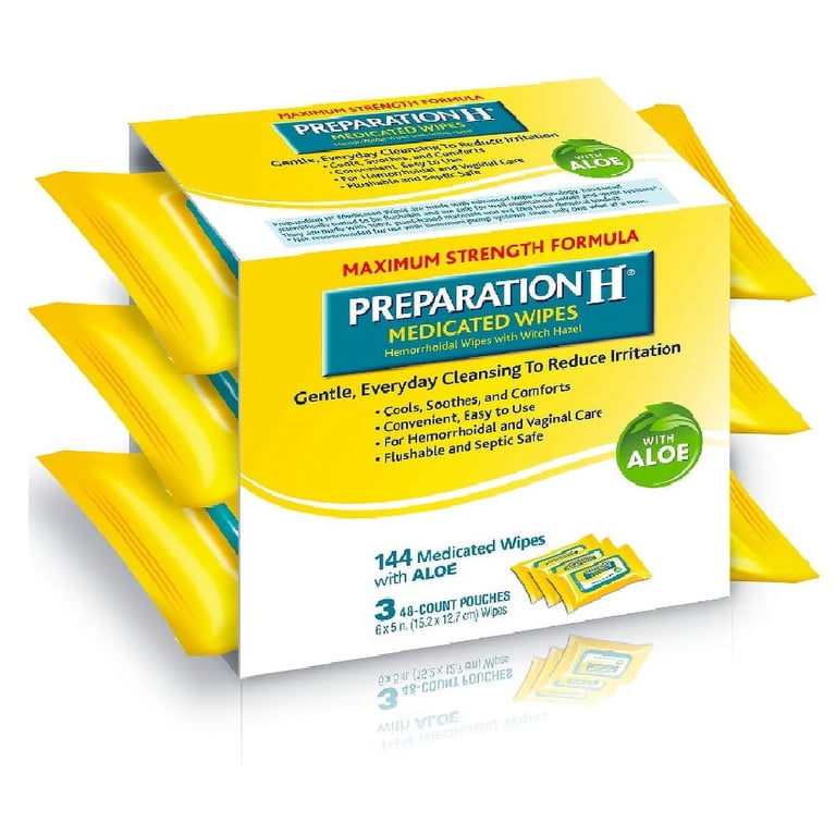 Preparation H Medicated Hemorrhoidal Relief Wipes with Aloe, 144