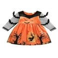 thumbnail image 1 of Filles Halloween Parti Robe Maille Patchwork Manches Robe Imprimée Chauve-Souris, 1 of 8