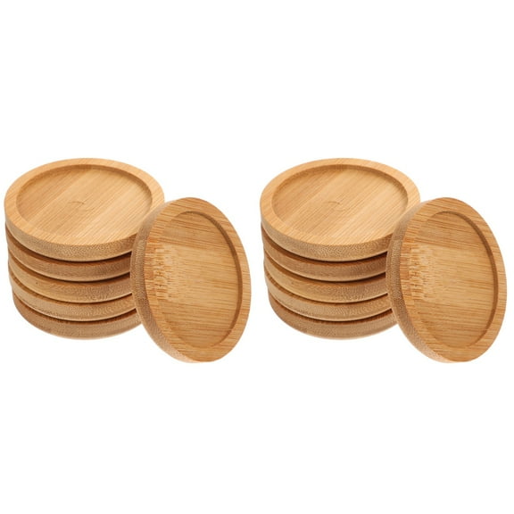12 Pcs Bamboo Coasters Placemats Round Table Top Tripod Drinks Heat Insulation Cup Natural