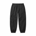 thumbnail image 6 of Cargo Pants For Men, Pants for Men Straight Leg Linen Pants Elastic Waist Drawstring Trousers Casual Beach Bussiness Dress Loose Fit Pant with Pockets Black XL, 6 of 7