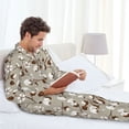 thumbnail image 6 of Yiaed Cotton Tree Print Men’s Pajamas Set - Long Sleeve Button Down Sleep Shirt and Pajama Bottoms Sleepwear Set Mens Pjs Sets Men's Pajama Bottoms-Large, 6 of 7