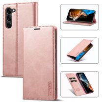 Dteck for Samsung Galaxy S24 Plus Wallet Case,Premium Leather Flip Wallet Case with Card Slots Kickstand Magnetic Buckle Shockproof Protective Cover, Rosegold
