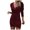 Wine, variant on Women's Sequin Wrap V Neck Mini Bodycon Dress Elegant Long Sleeve Party Club Cocktail Dresses Black L
