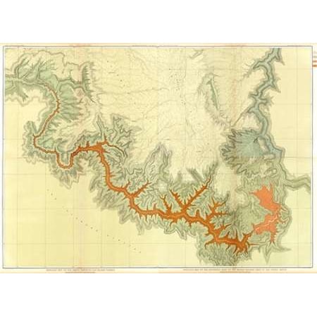 Geologic Map - Grand Canyon - ComVintageite Geologic map S pt Kaibab Plateau I-IV 1882 Poster Print by Clarence Dutton