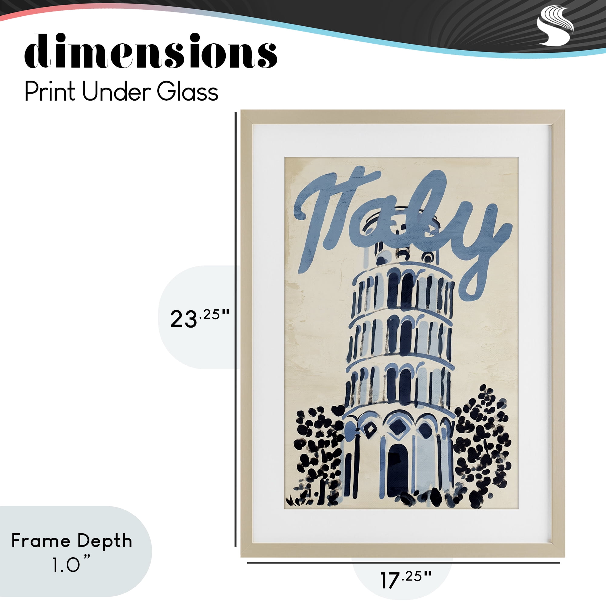 Stupell Industries Blue & Beige Italy Travel Birch Framed Print Under Glass, design by Annabelle Hall