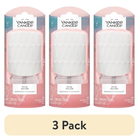 (3 pack) Yankee Candle White/Pink Sands ScentPlug Fragrance Diffuser Starter Kit