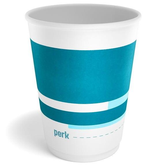 Staples Perk Insulated Double Wall Paper Hot Cup 12 oz. White/Blue 480/Carton (PK59483CT)