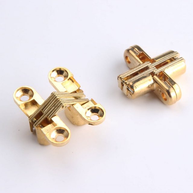 Bisagra Oculta TUNC de 2 Piezas Pesada para Muebles de Bricolaje Caja de Ventana Plegable Tamaño 12 * 42 mm Oro