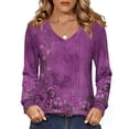 thumbnail image 4 of Zeagoo Womens Tops Long Sleeve Shirts V Neck Trendy Tee Pleated Tshirts Loose Tunic Work Clothes, 4 of 7
