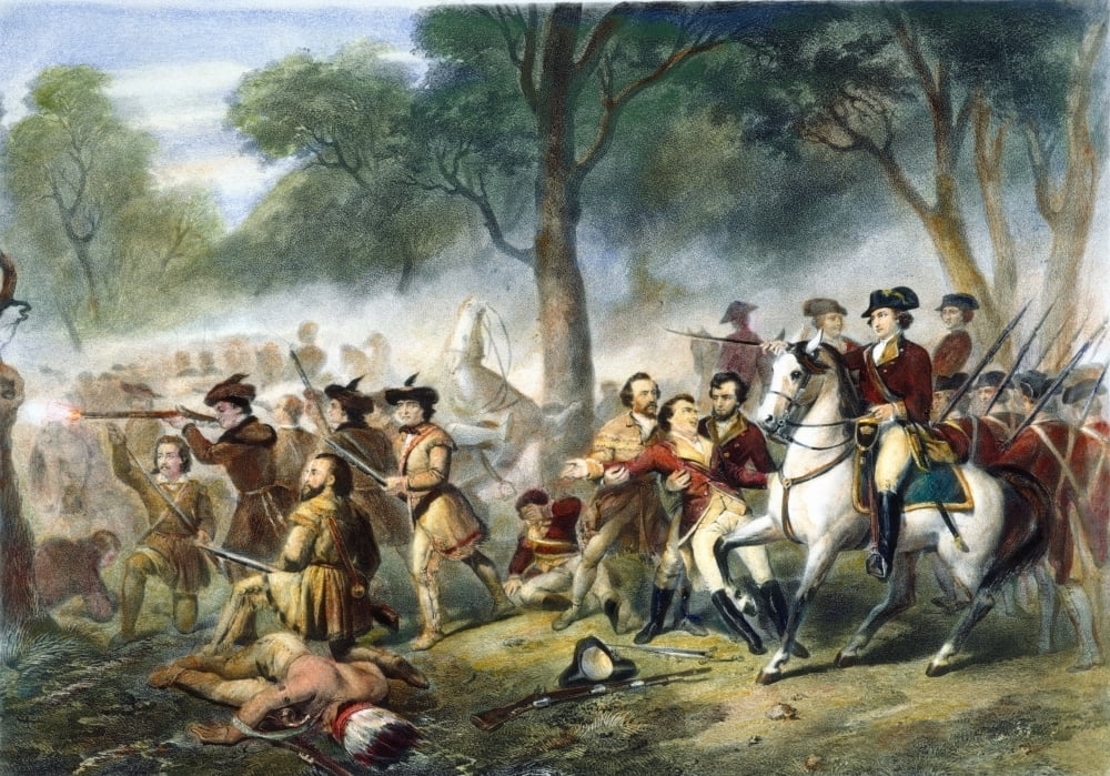 Washington Monongahela Washington On Horseback At The Battle Of