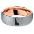 thumbnail image 2 of Tungsten Idaho The Gem State Band Ring 7mm Men Women Comfort Fit 18k Rose Gold Dome Brushed Gray Polished, 2 of 4