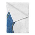 thumbnail image 2 of Letter K Soft Flannel Fleece Blanket, Alphabet Font Denim Style Blue Jean Texture Capitalized Character K Illustration, Cozy Plush for Indoor and Outdoor Use, 70" x 90", Blue Yellow, by Ambesonne, 2 of 5