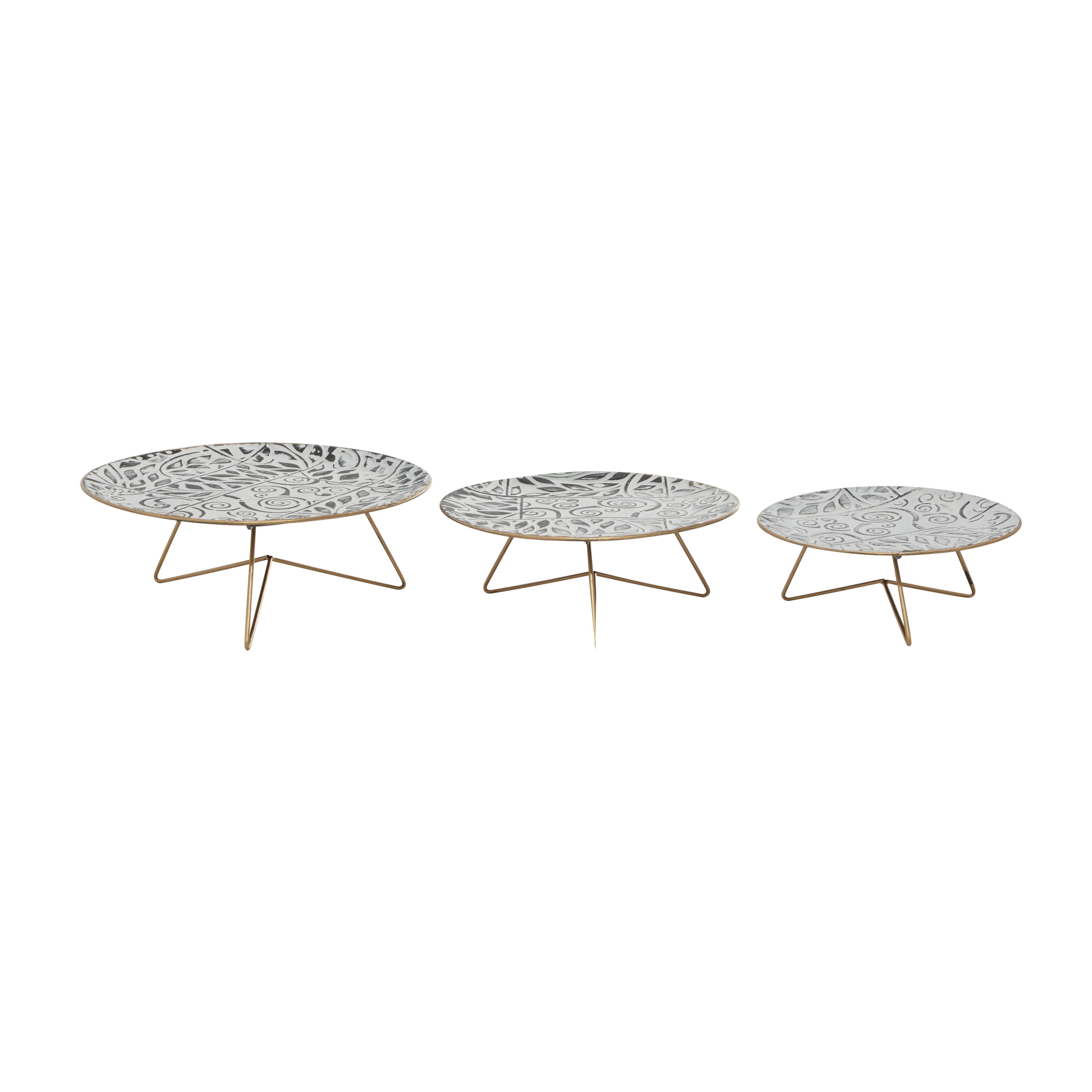 DecMode 11", 12", 14"W Metal Farmhouse Cake Stand, White, 3 - Pieces