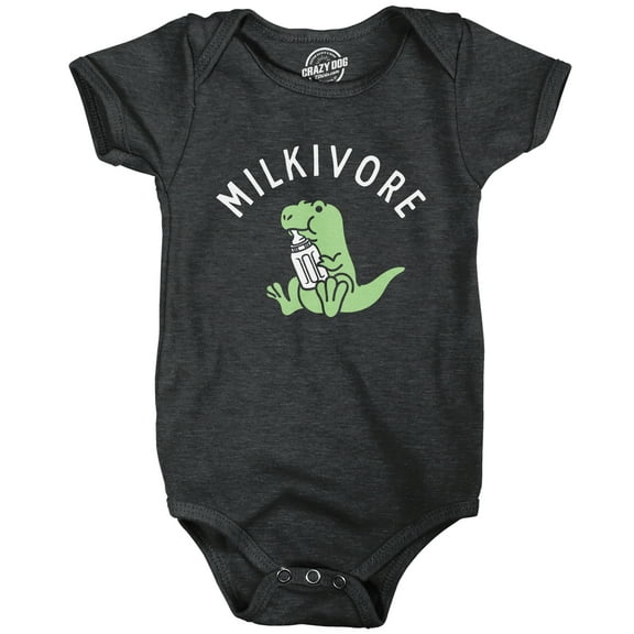 Milkivore Baby Bodysuit Funny Cute Milk Drinking Baby Dinosaur Jumper for Infants