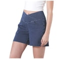 thumbnail image 7 of vigerkar High Waisted Jeans Shorts for Women Stretchy Shorts Crossover Denim Summer Short Pants with Pockets Summer (Dark Blue, S), 7 of 7