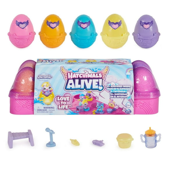 Hatchimals Alive, Egg Carton Toy with 5 Mini Figures in Self-Hatching Eggs, 11 Accessories, Kids Toys for Girls and Boys Ages 3 and up