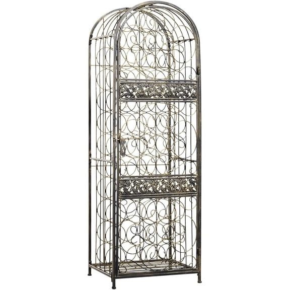 Hyxoo 45 Bottle Wrought Iron Wine Rack Jail with Lock - Antique Bronze