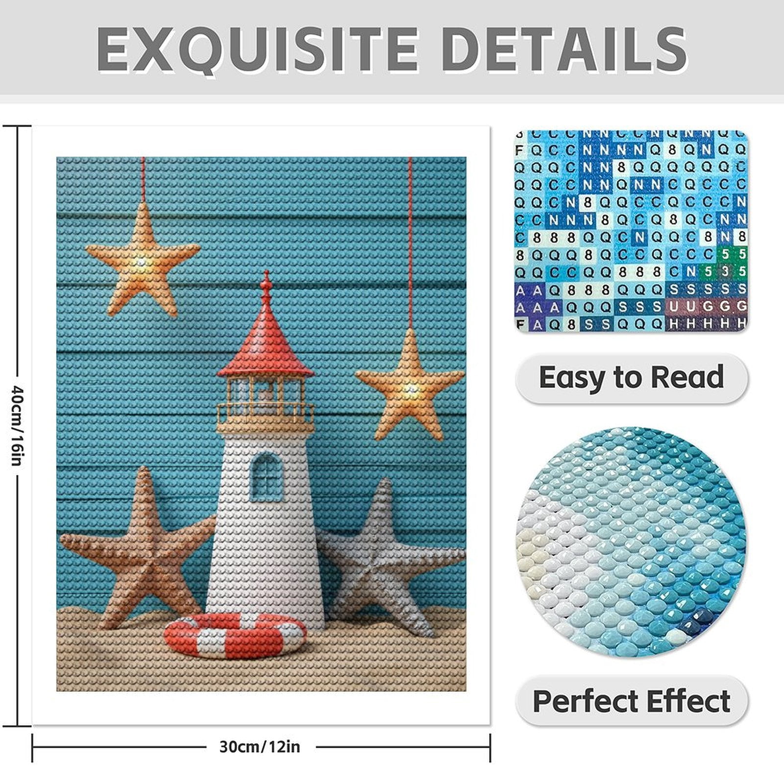 Diamond Art Kits for Adults - 5d Coastal Lighthouse Starfish Decor Diamond Painting for Adults, Diamond Art for Adults Beginners, Diamond Painting Kits for Adults for Home Wall Decor