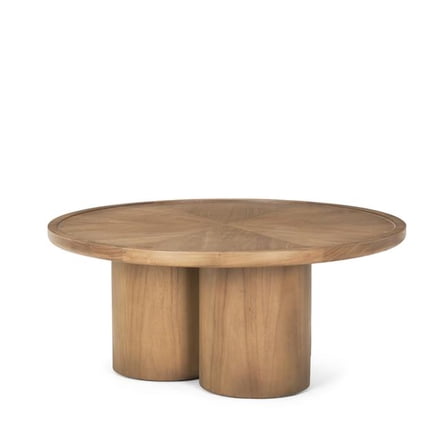 HomeRoots 597052 39 in. Natural Solid Wood Round Pedestal Coffee Table