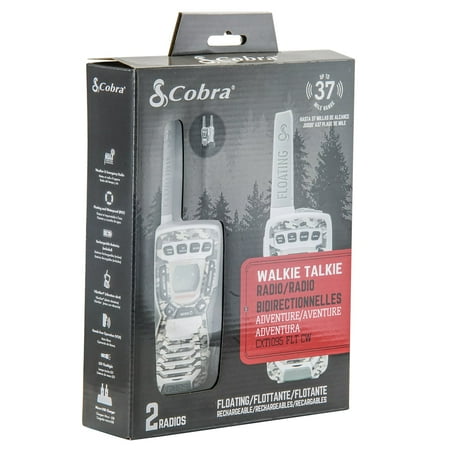 Cobra 37-Mile Floating Walkie Talkie 2 Pack Radio Set, Camo White
