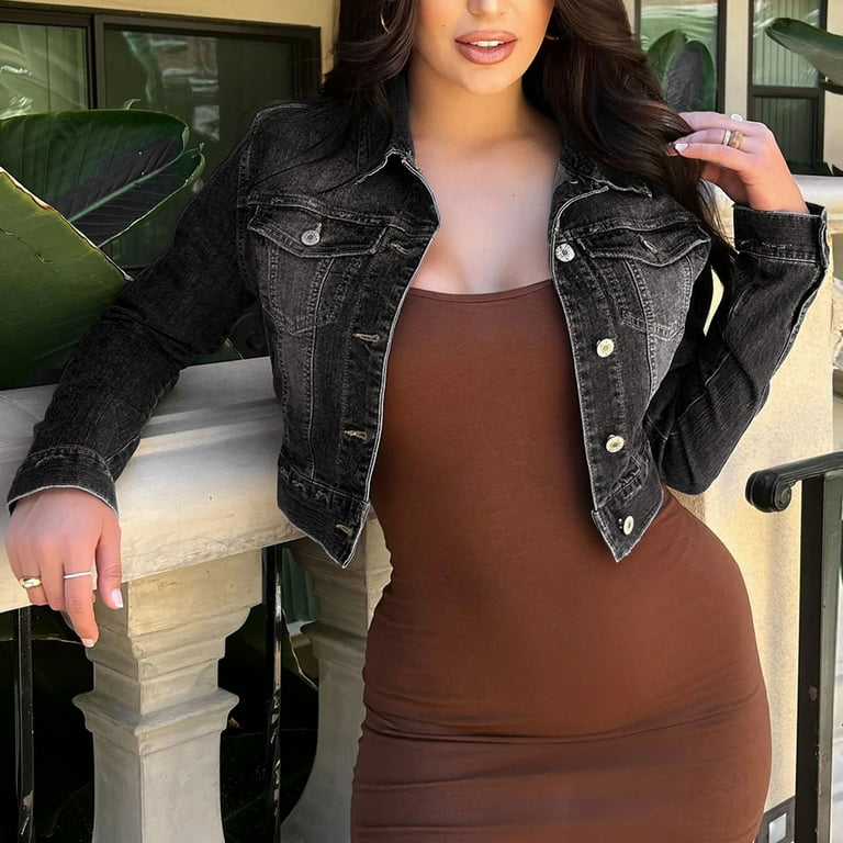 Tight black dress with jean clearance jacket