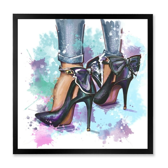 Designart 'Bright Colorful Trendy Woman Fashion Shoes' Modern Framed Art Print