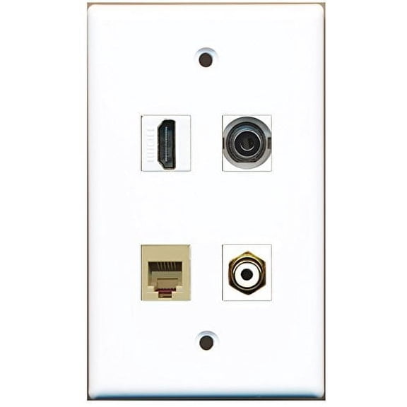 RiteAV - 1 Port HDMI 1 Port RCA White 1 Port Phone RJ11 RJ12 Beige 1 Port 3.5mm Wall Plate