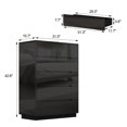 thumbnail image 2 of OXYLIFE 5 Drawer Dresser Chest with LED Light for Bedroom and Living Room, Black Glossy Finish, 2 of 7
