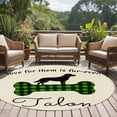 thumbnail image 4 of Round Area Rug 8 Ft, Green Black Buffalo Checkered Washable Non-Slip Circle Carpet for Living Room/Bedroom, Bones Cute Dogs Pets Collection Low-Profile Large Area Rugs for Indoor, 4 of 8