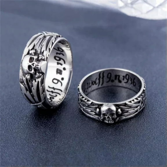 QQTDFG Fashion Punk 925 Silver Jewelry Cubic Zirconia Skull Party Rings Gift Size 7-15-Silver-9