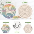 thumbnail image 4 of Rainbow Or Unicorn and Stars 6 Pcs Drink Coasters with Holder Absorbent Coasters Woven Coasters for Drinks Table Desk Protection Home Decor, 4 of 7