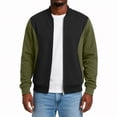 thumbnail image 3 of Men Casual Lightweight Bomber Jacket Stand Collar Zipper Closure Color Long Sleeve Jackets Color Block Varsity Coat, 3 of 5